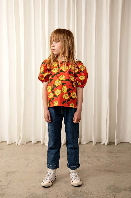 Детская хлопковая блузка Mini Rodini, оранжевый