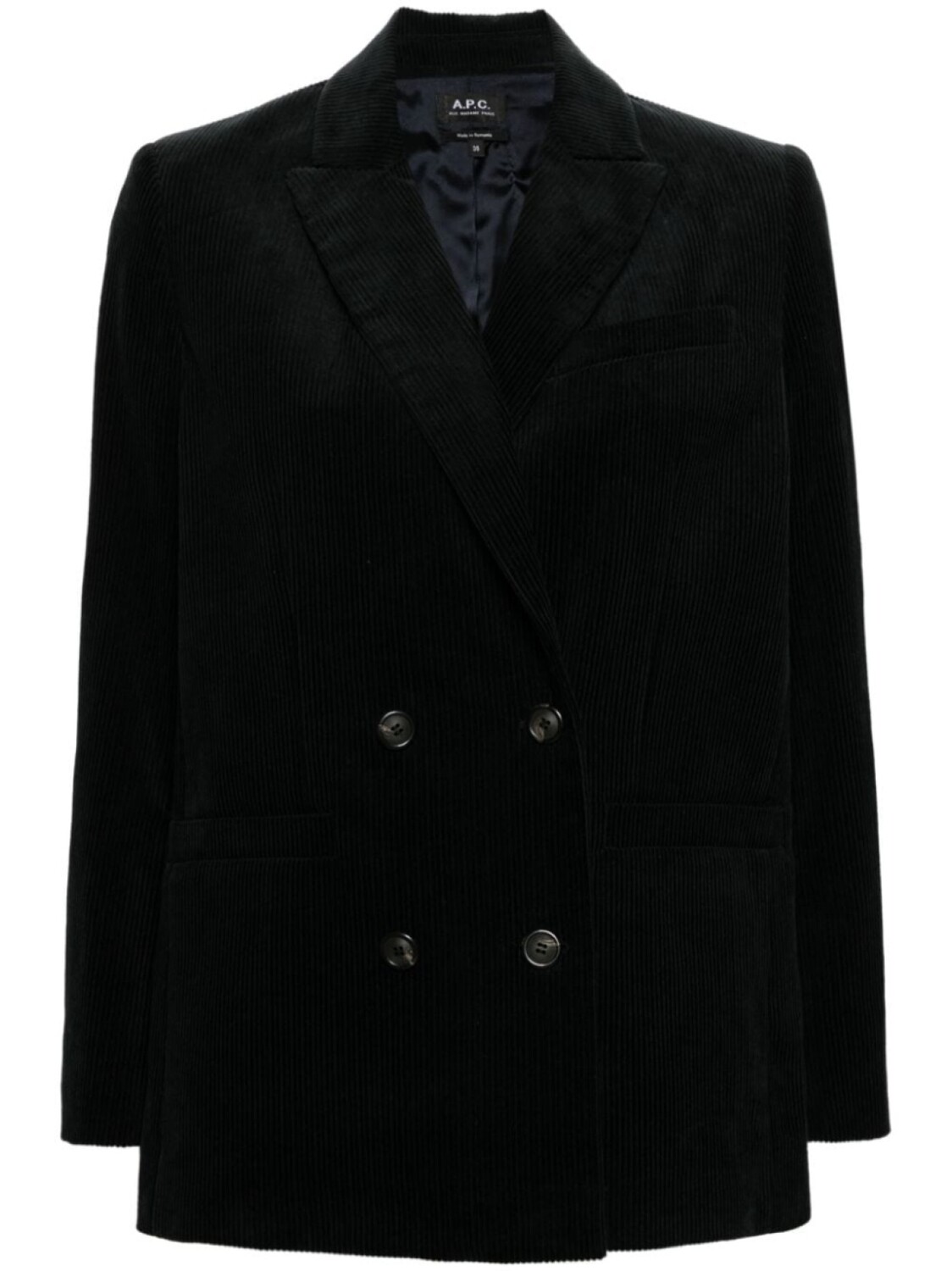 

A.P.C. двубортный вельветовый пиджак, черный