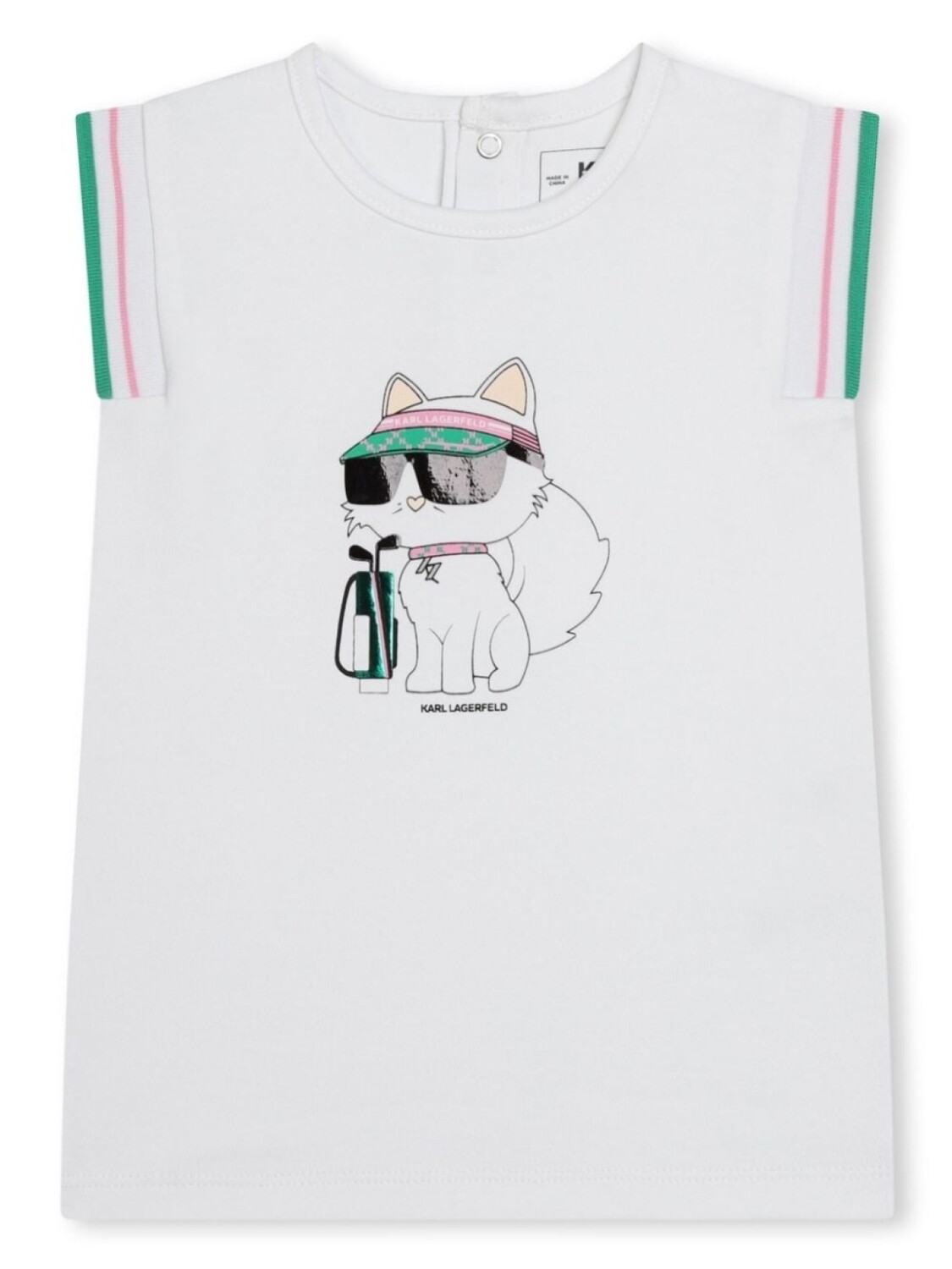 

Karl Lagerfeld Kids платье с принтом Ikonik Choupette, белый