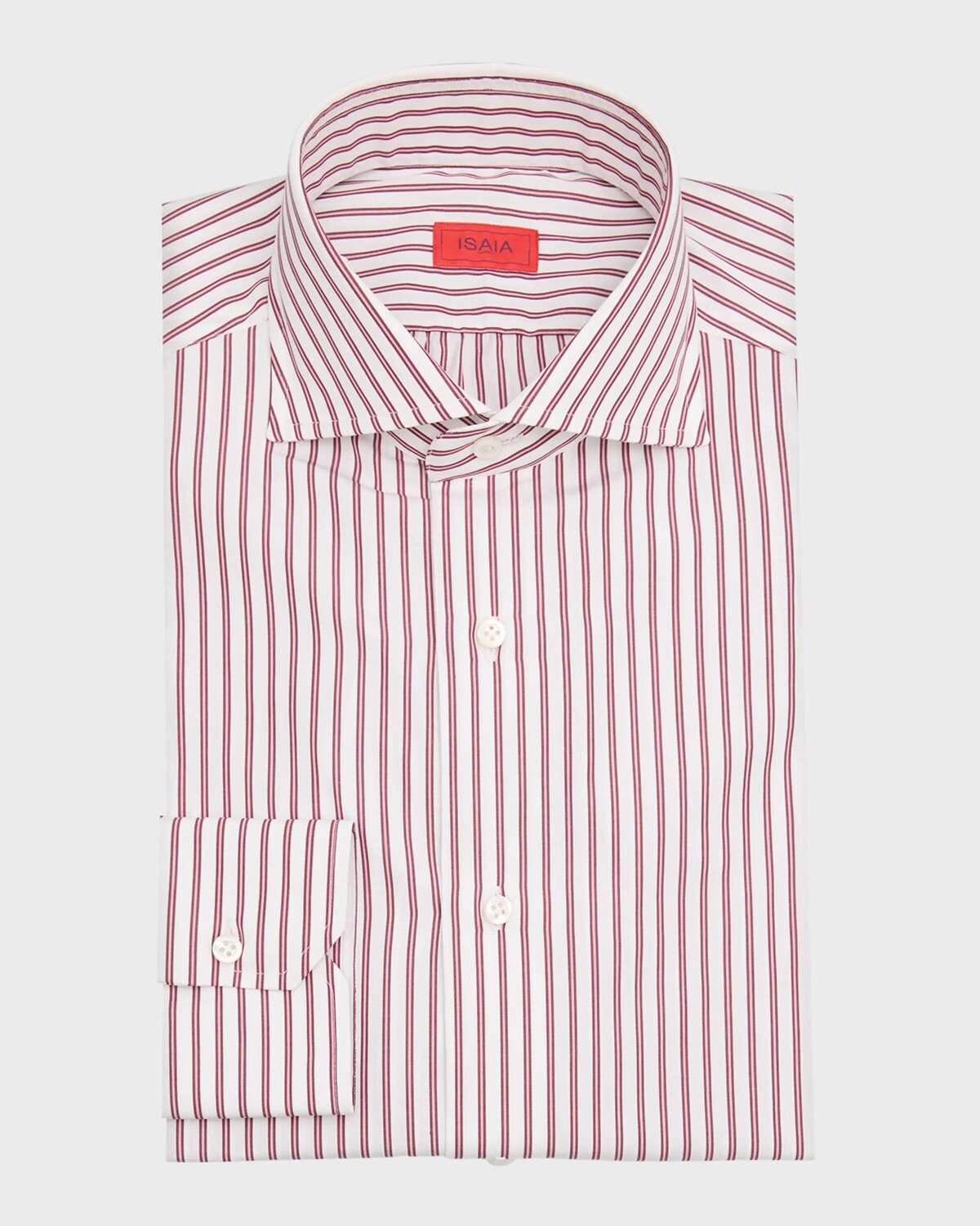 

Мужская хлопковая классическая рубашка в несколько полосок Isaia, цвет Whitered