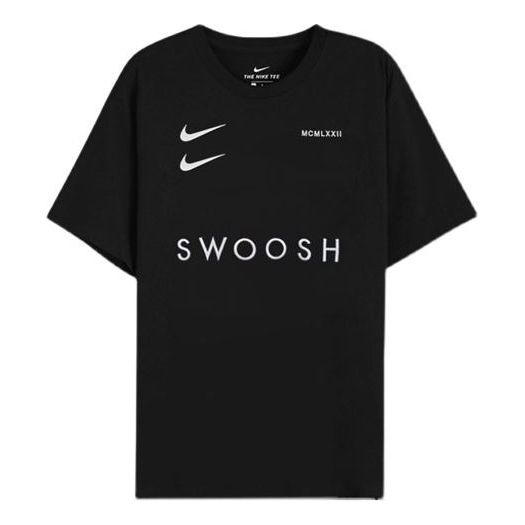 Футболка Nike Sportswear Swoosh Chest Sports Round Neck Short Sleeve Black, черный цена и фото