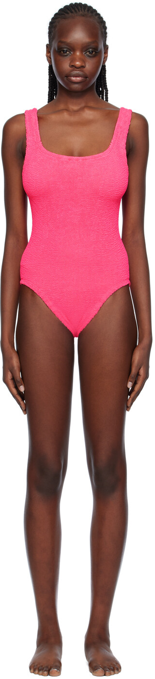 

Розовый купальник с квадратным вырезом Hunza G, цвет Hot pink