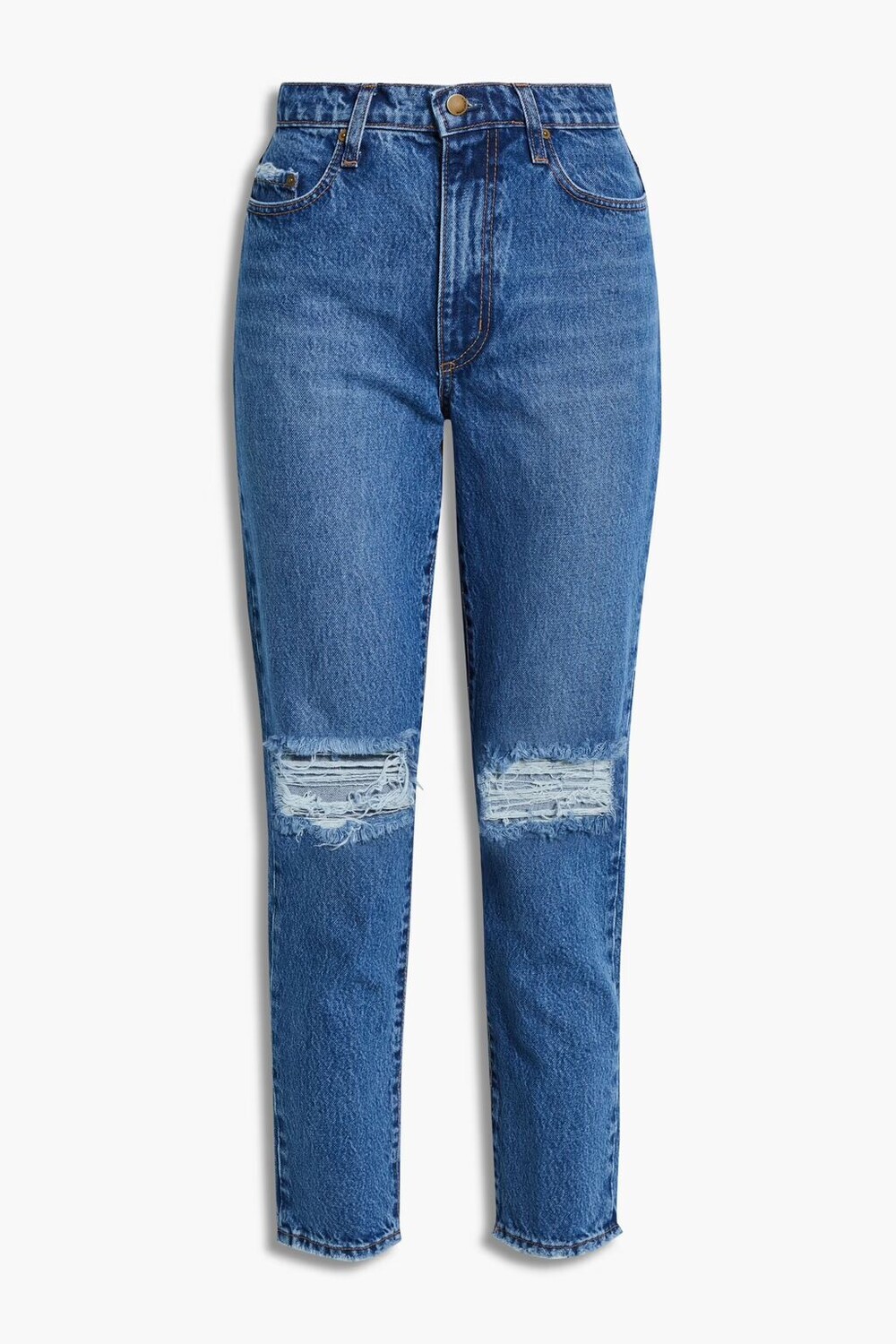 

Джинсы узкого кроя с высокой посадкой и потертостями Bessette Nobody Denim, средний деним