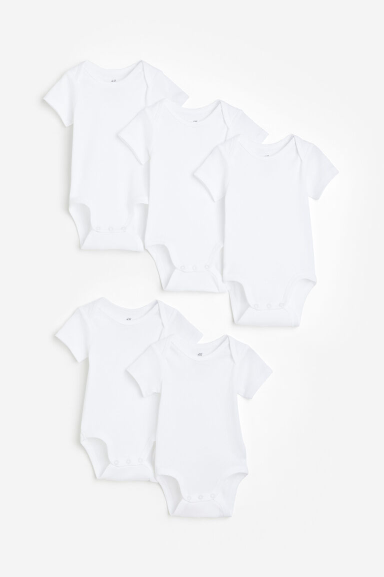 Комплект из пяти боди с короткими рукавами H&M, белый