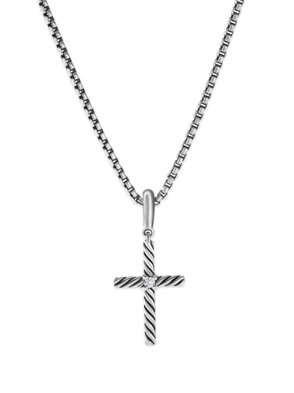 

Серебряное колье Cable Cross с бриллиантами David Yurman, серебряный