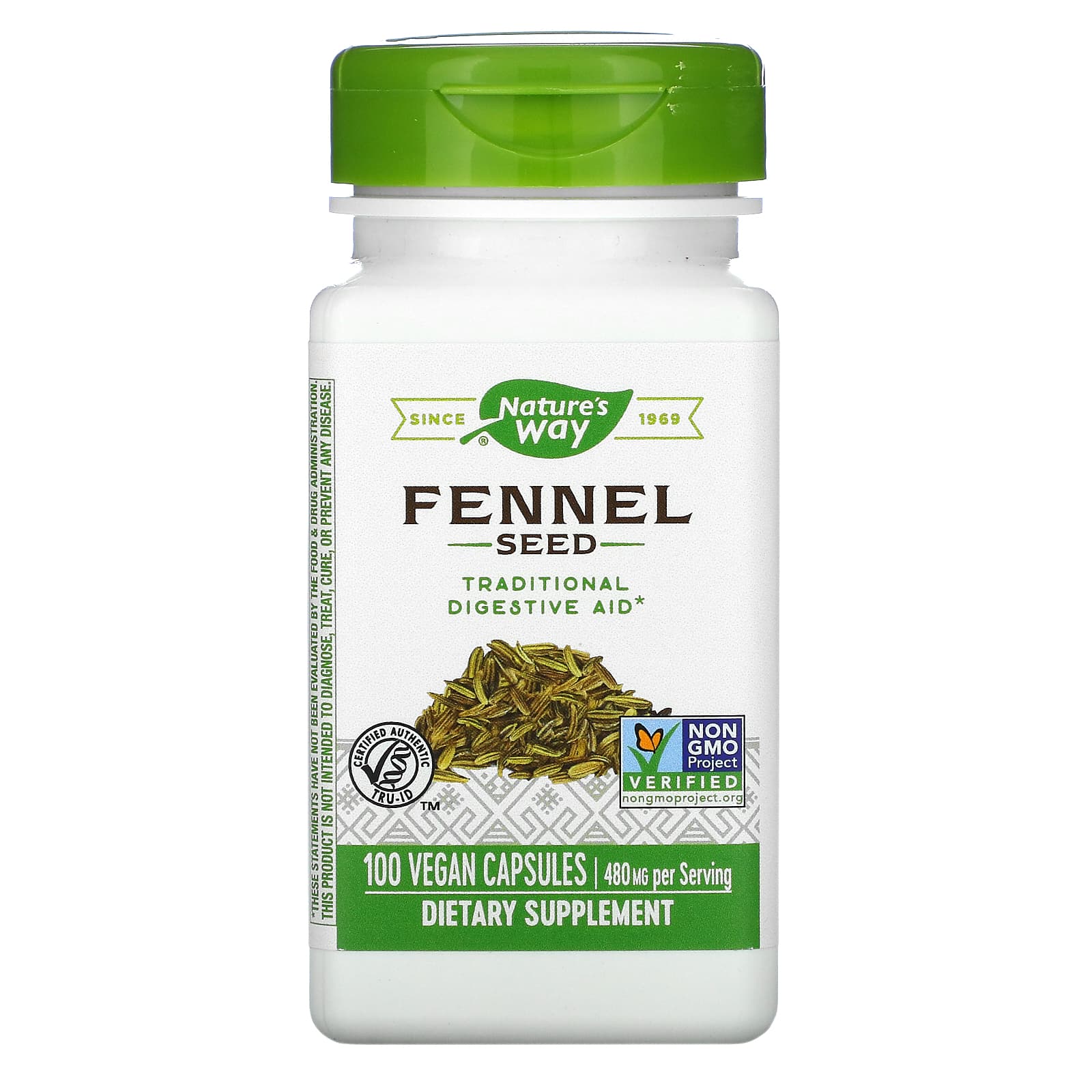 Nature's Way Fennel Seed 480 mg 100 Vegetarian Capsules