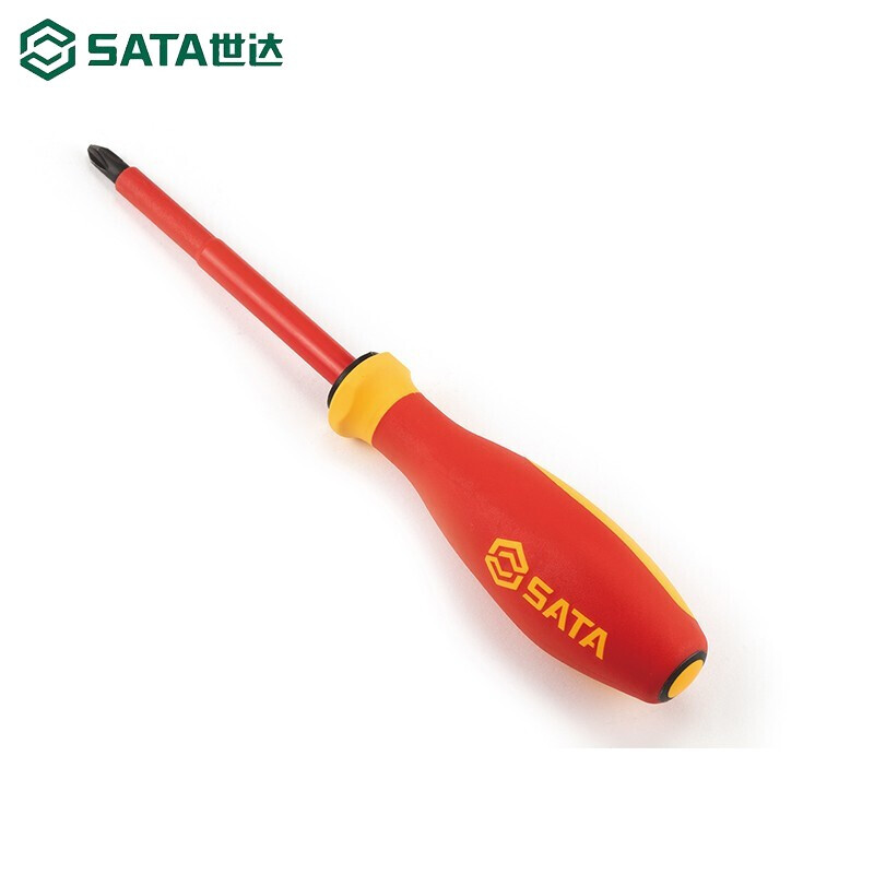 Отвертка Star SATA 61212 G с трехцветной ручкой и крестовой изоляцией # 1x80 мм