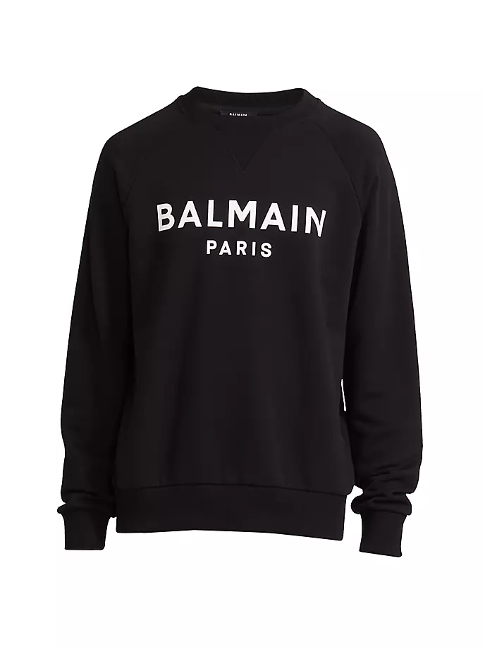 

Хлопковая толстовка с круглым вырезом и логотипом Balmain, черный