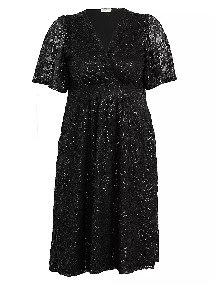 Кружевное платье Starry с пайетками Kiyonna, цвет onyx