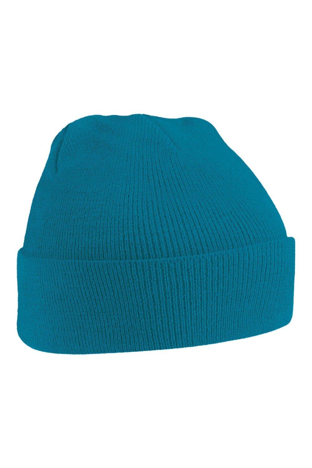 Оригинальная зимняя шапка-бини с манжетами Beechfield, синий шапка ушанка зимняя р58 цв лес трикотаж мембрана ут и мех