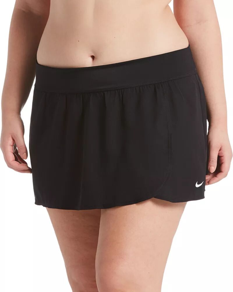 цена Женская однотонная юбка для плавания Nike больших размеров, черный