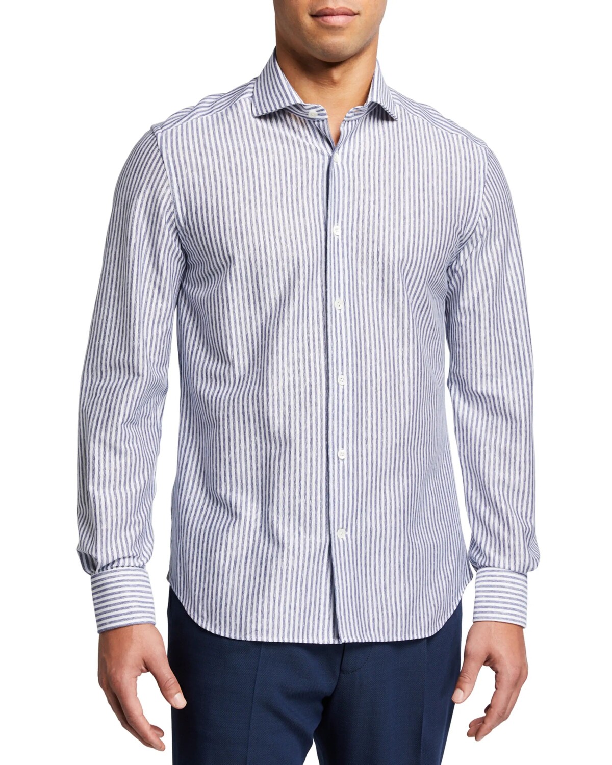 

Мужская спортивная рубашка в полоску Corneliani, цвет Blue/White