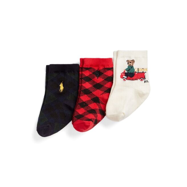

Носки Polo Ralph Lauren, 3 шт, красный/бежевый/черный