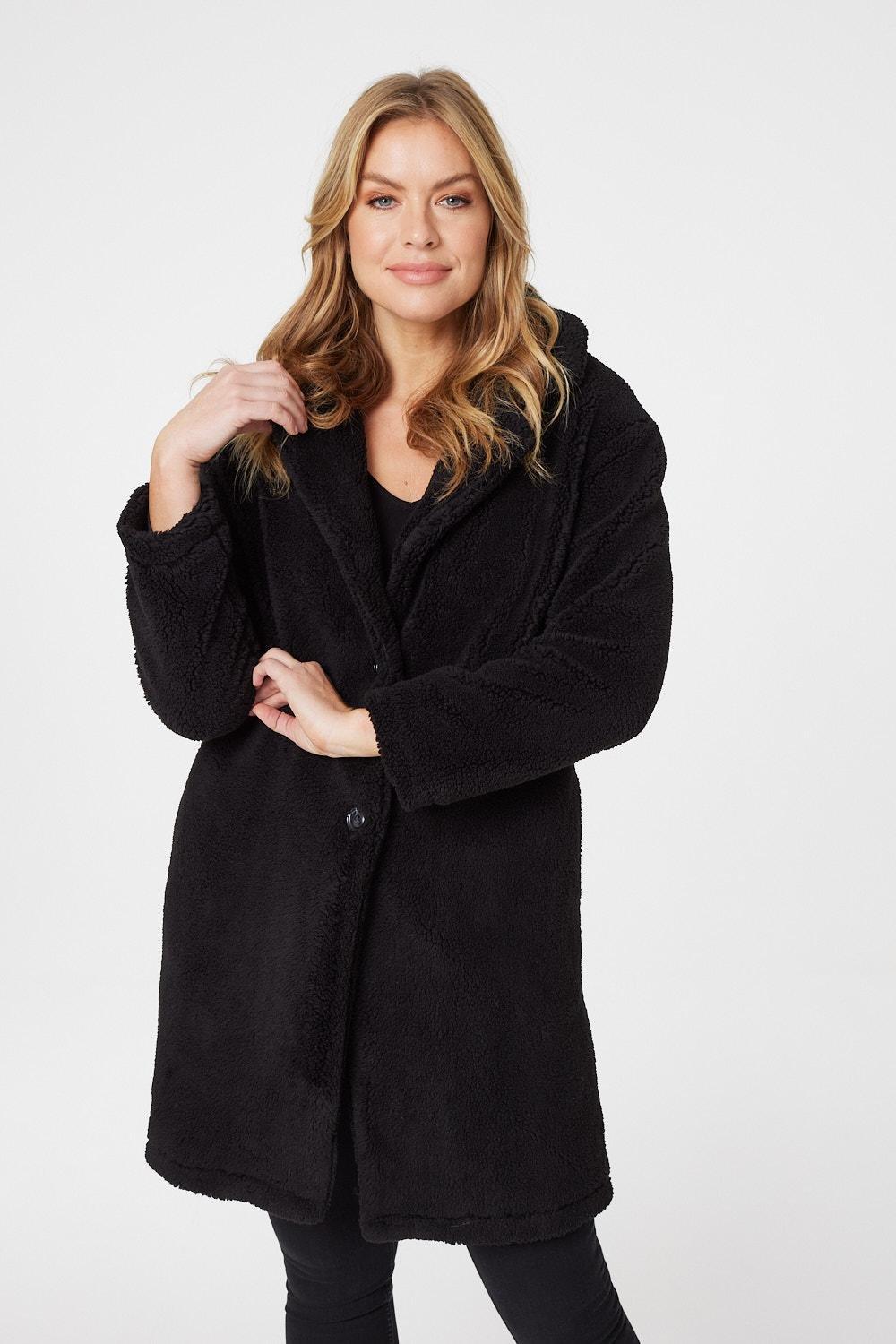 Длинное пальто из искусственного меха Teddy Izabel London, черный цена и фото