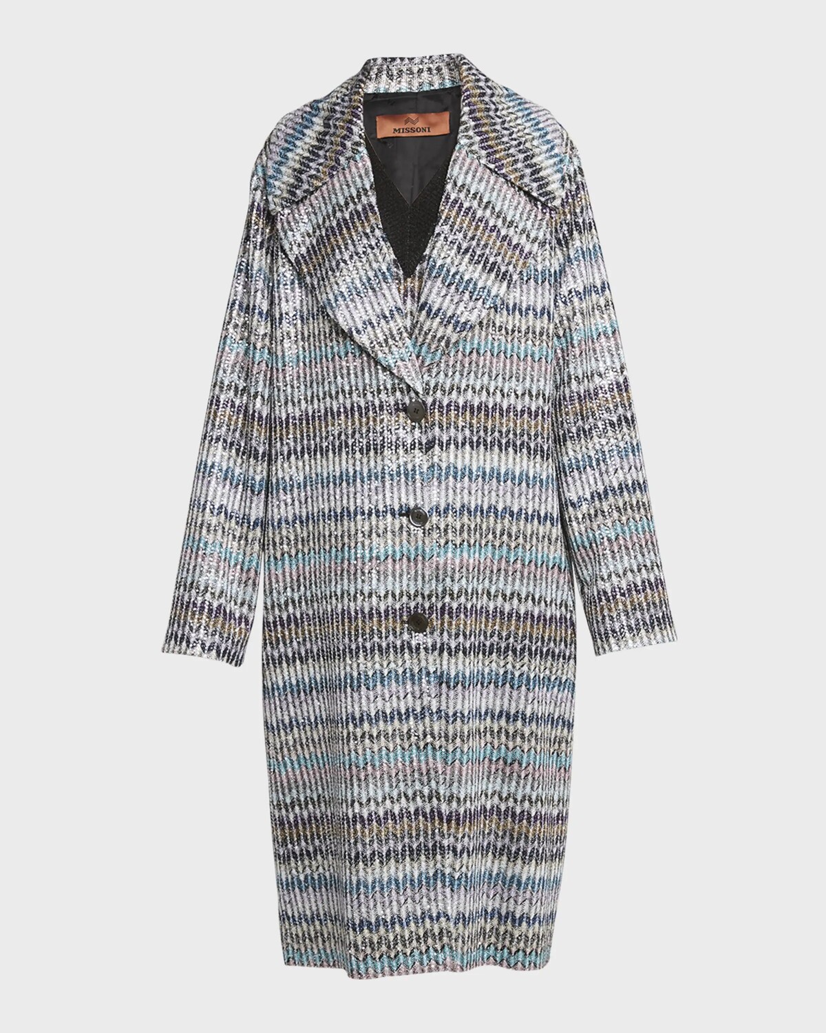 

Двубортное пальто шевронной вязки с пайетками Missoni, цвет Chevron Multi