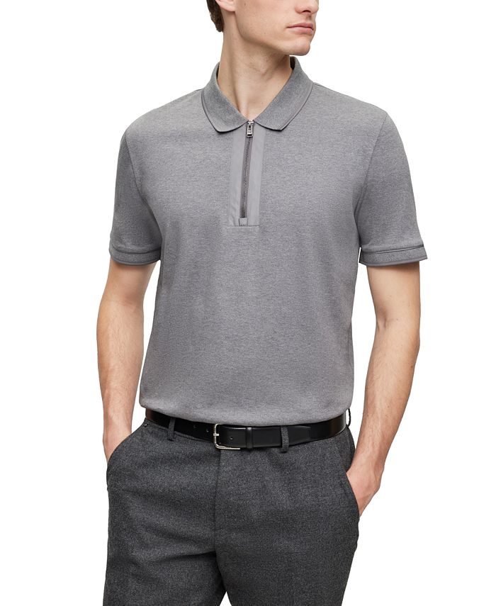 цена Мужская рубашка поло с планкой на молнии Hugo Boss, серый