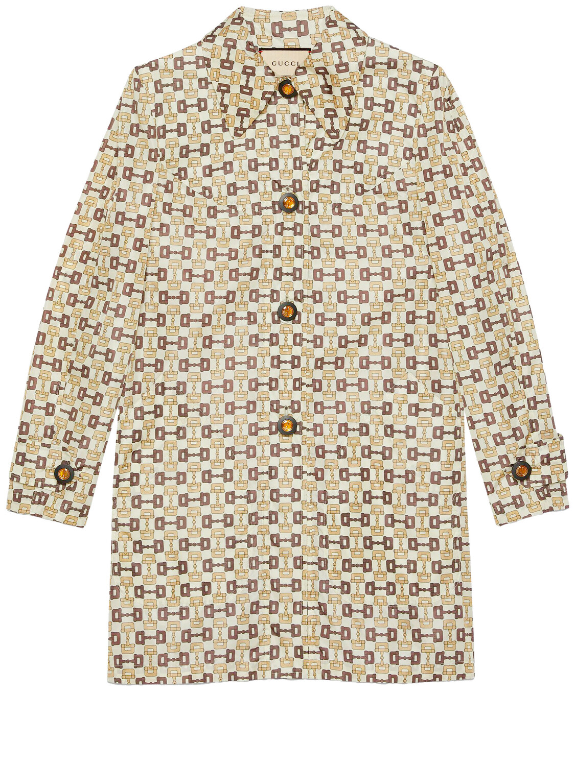 

Пальто Gucci Horsebit print nylon, белый