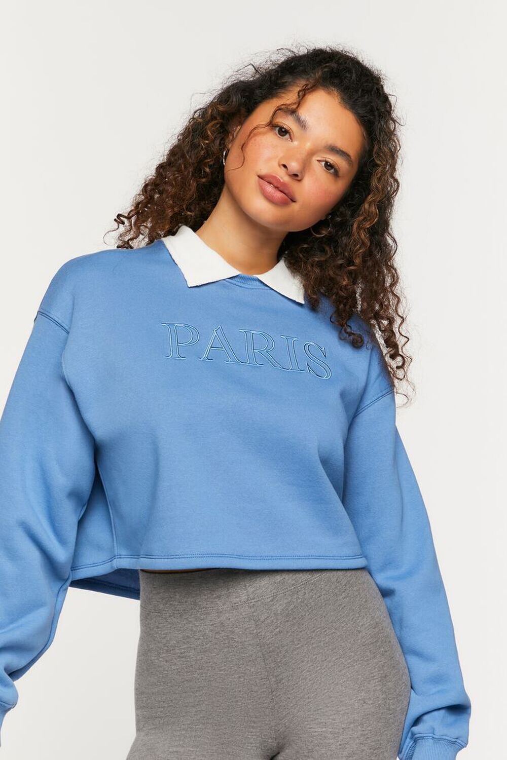 

Комбинированный пуловер с графическим рисунком Paris Forever 21, синий