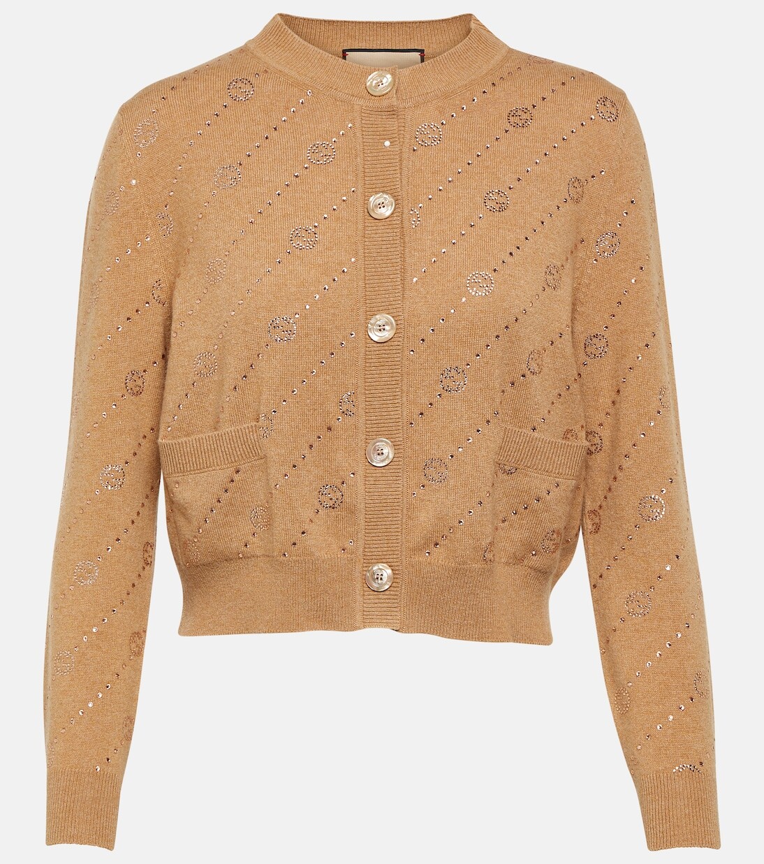 

Кашемировый кардиган с узором interlocking g Gucci, коричневый