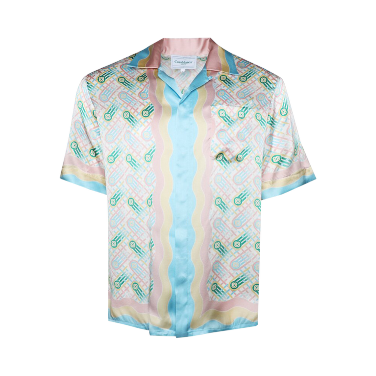 Рубашка Casablanca Cuban Collar Short-Sleeve 'Ping Pong Print', зеленый рубашка casablanca cuban collar short sleeve heart monogram gradient разноцветный