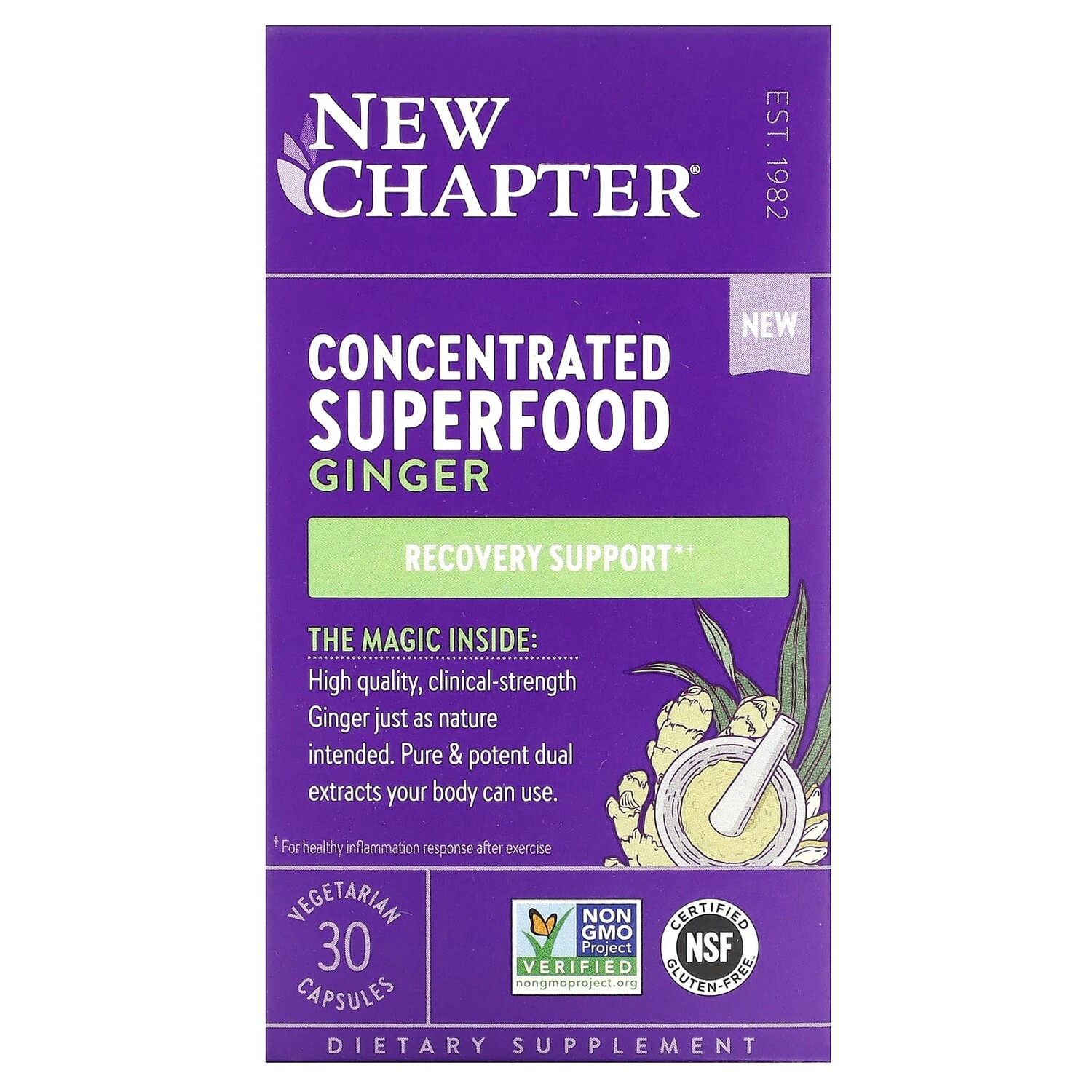 

Концентрированный суперпродукт с имбирем, 30 вегетарианских капсул, New Chapter