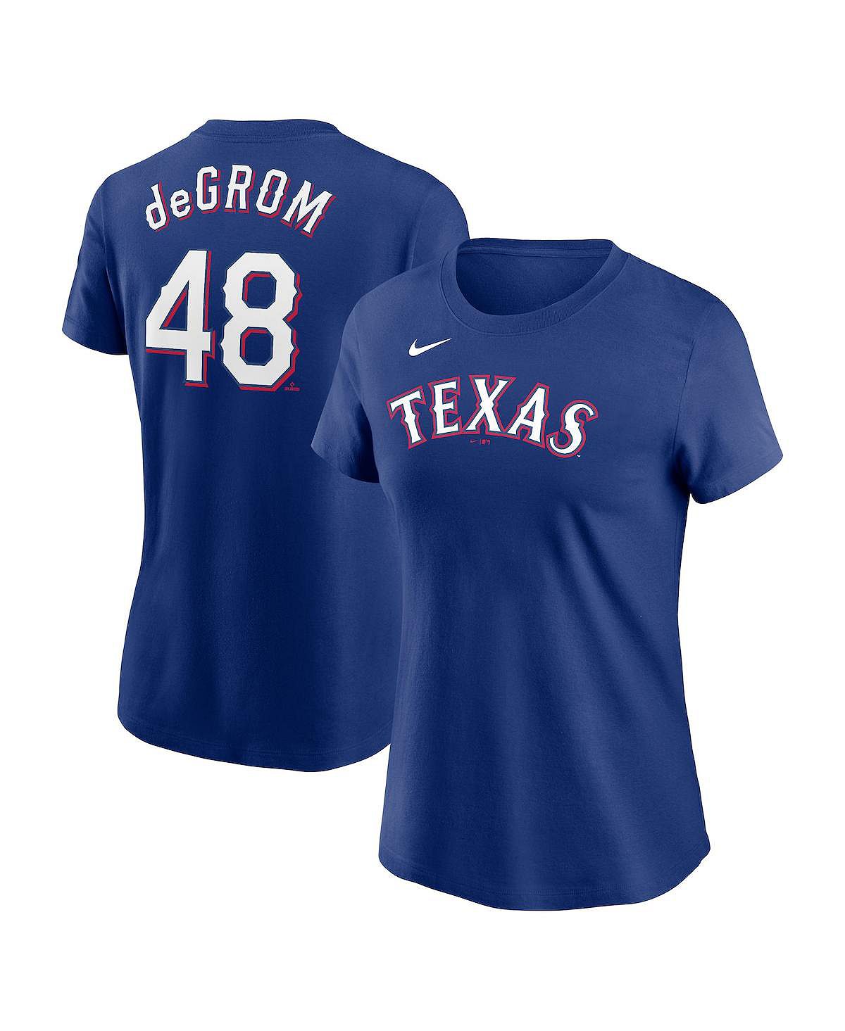 

Женская футболка Jacob deGrom Royal Texas Rangers 2023 с именем и номером Nike