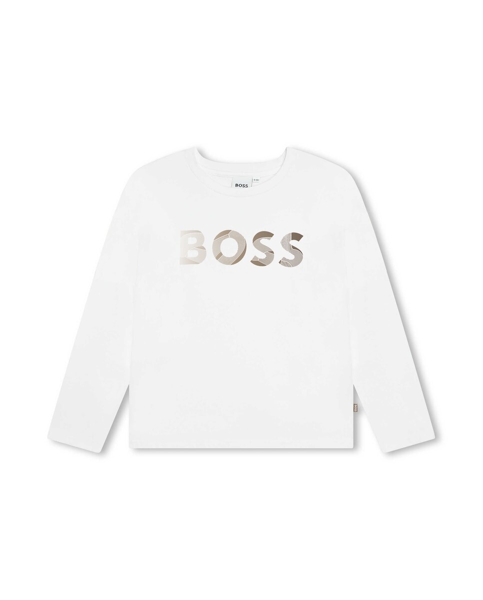 

Футболка для девочки однотонного белого цвета BOSS Kidswear, белый
