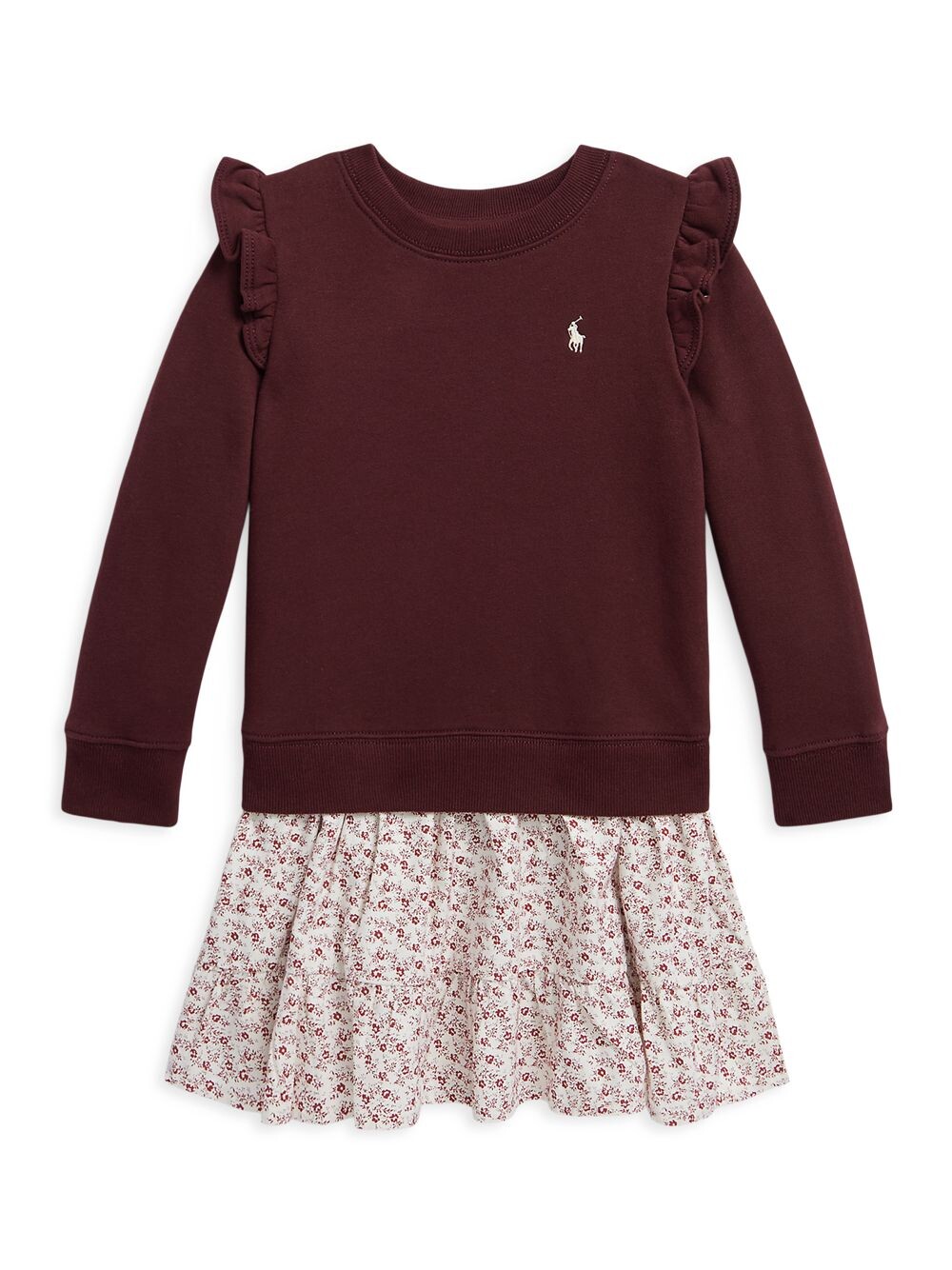 

Платье-толстовка с оборками для маленьких девочек Polo Ralph Lauren