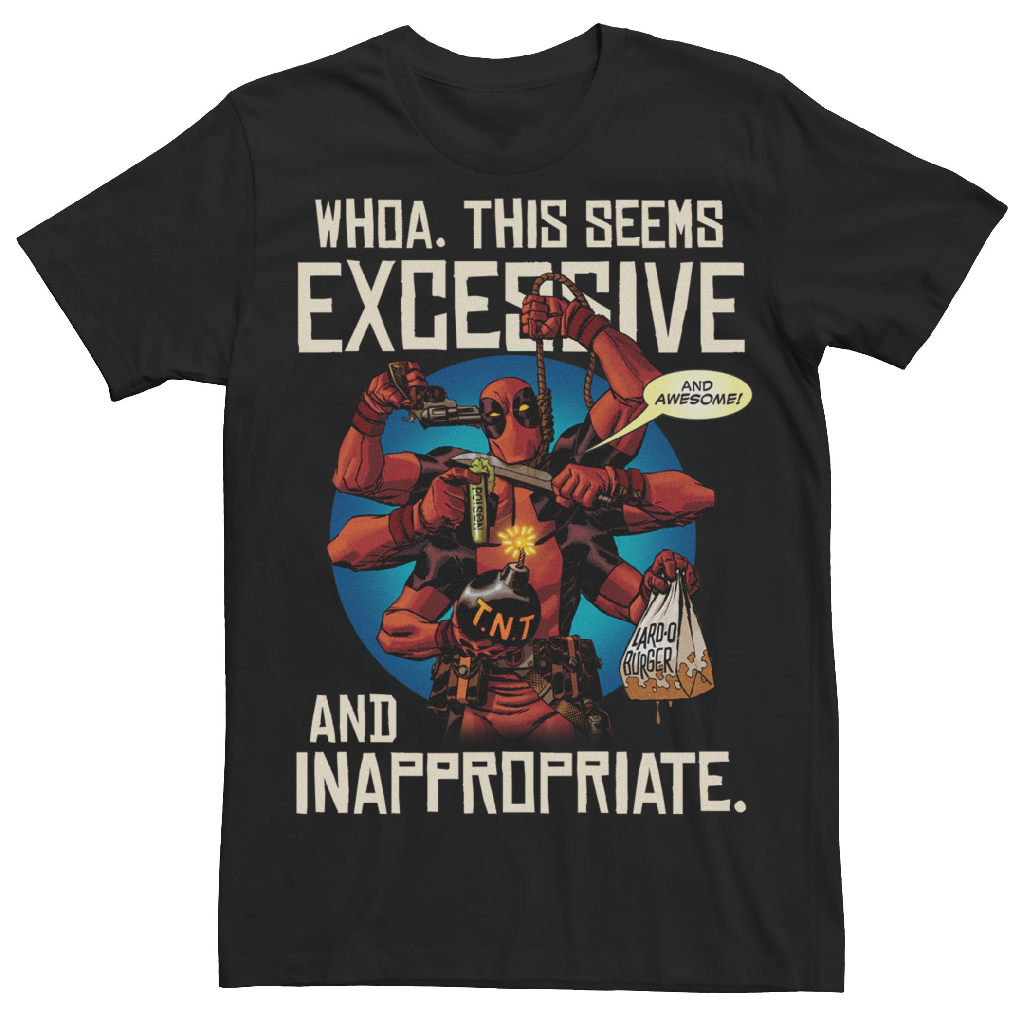 Мужская чрезмерная и неуместная футболка с изображением Дэдпула из комиксов Marvel Licensed Character