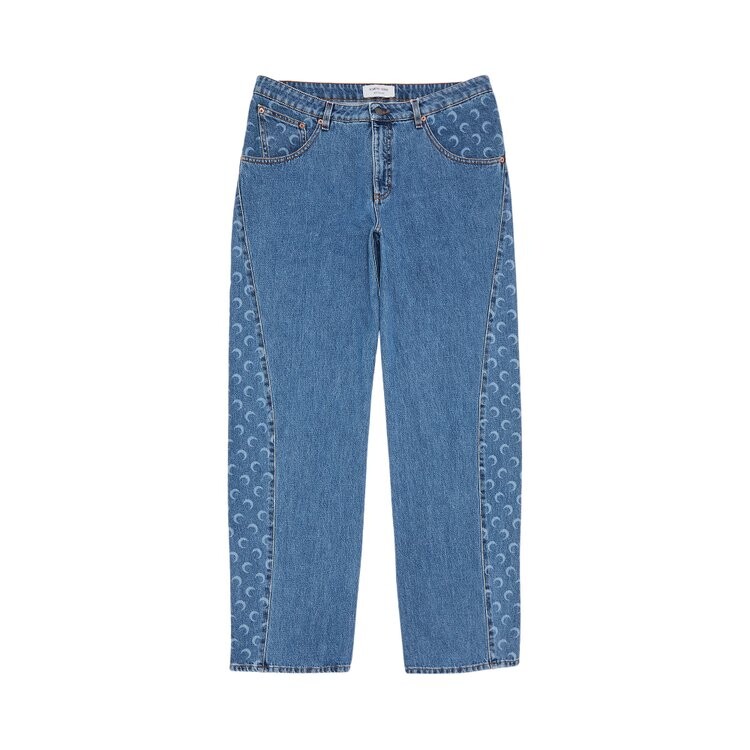 

Джинсы Marine Serre Moon Laser Denim Curved Jeans, светло-синий