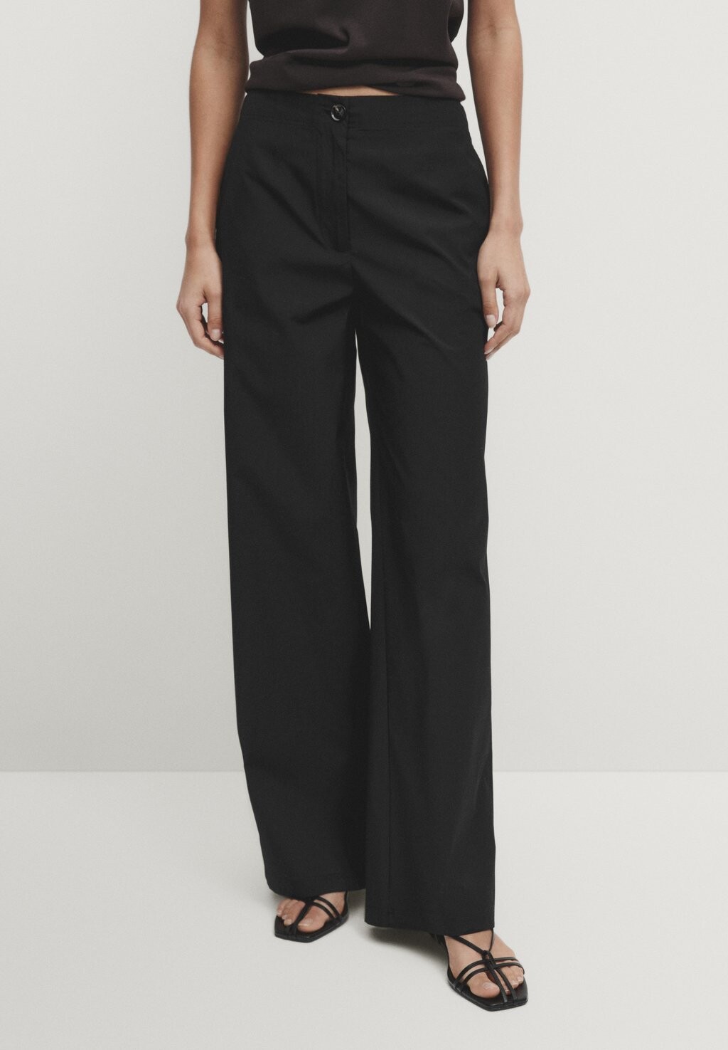 Брюки WIDE-LEG RISE STRAIGHT-FIT Massimo Dutti, черный