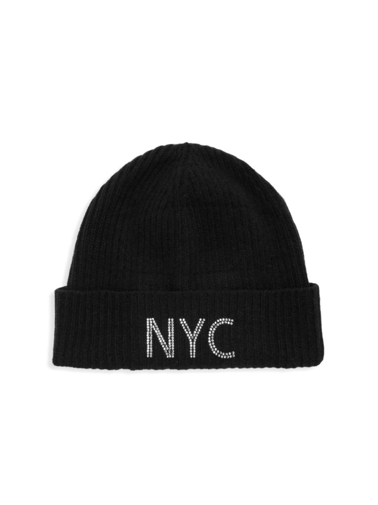 Кашемировая шапка в тонкую рубчик NYC Carolyn Rowan Collection, черный