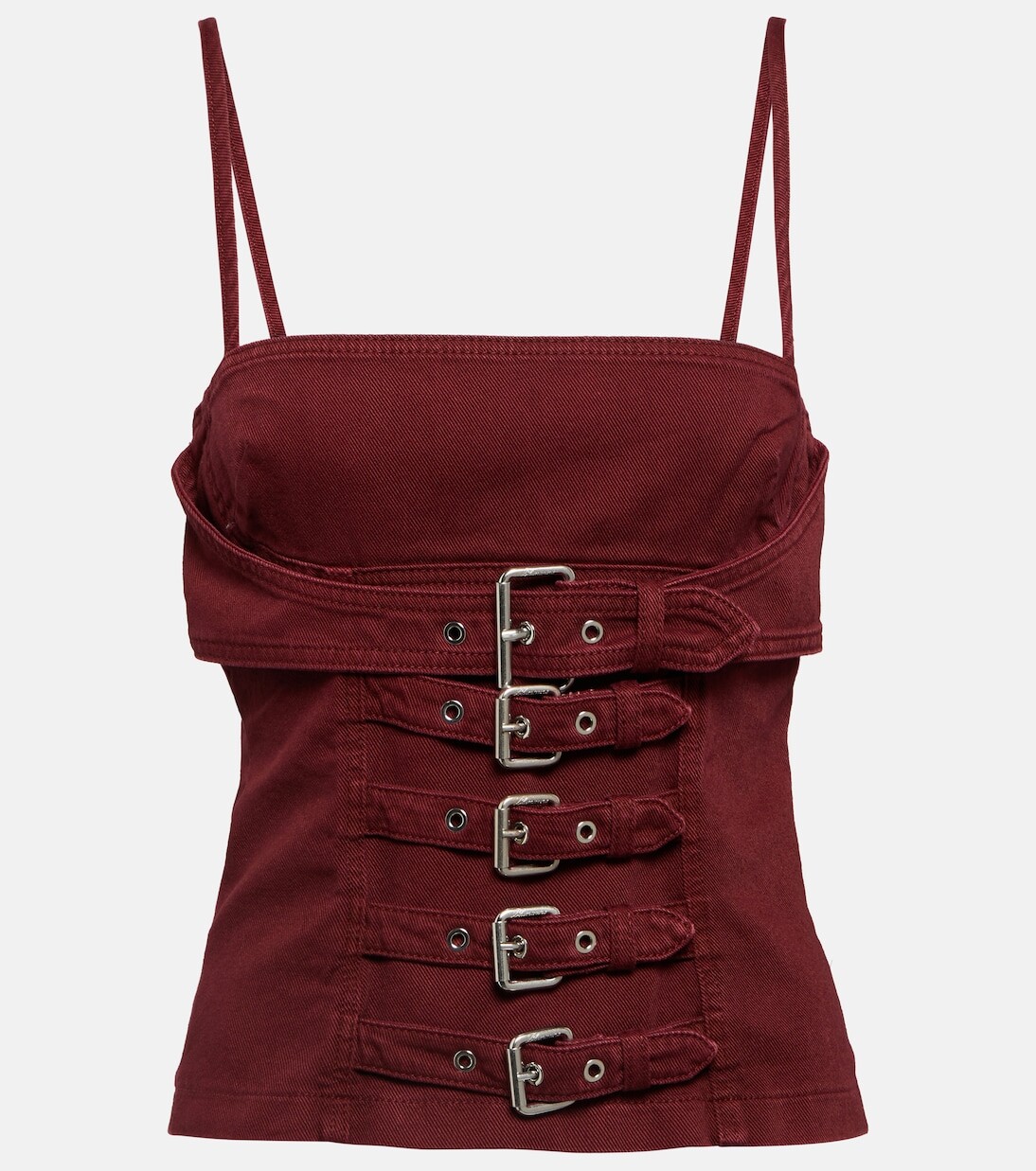 

Джинсовый топ с пряжками Blumarine, красный