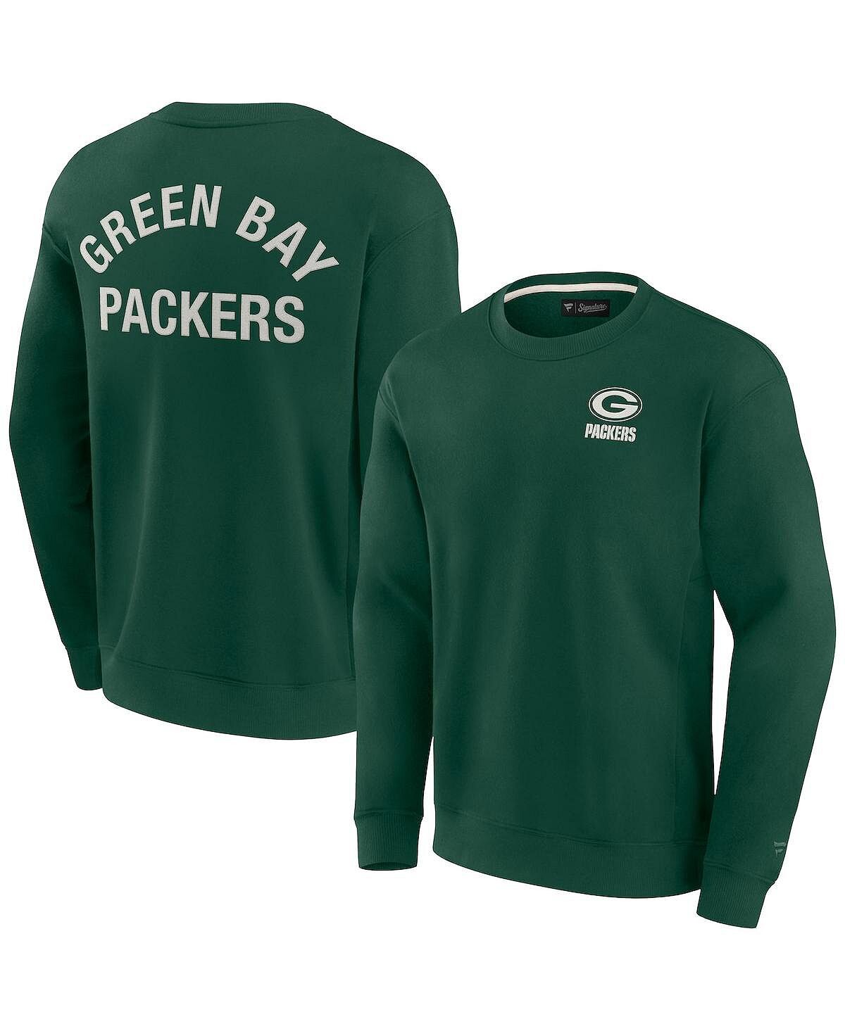 

Мужской и женский зеленый супермягкий пуловер Green Bay Packers Crew Sweatshirt Fanatics Signature