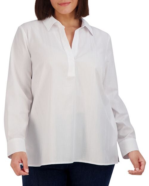 

Рубашка в полоску Sophia Добби Foxcroft Plus, цвет White