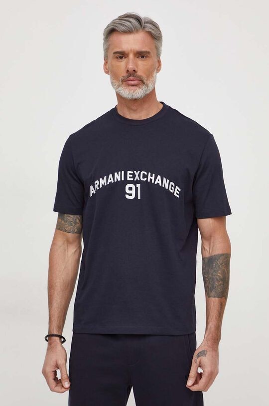 

Хлопковая футболка Armani Exchange, темно-синий