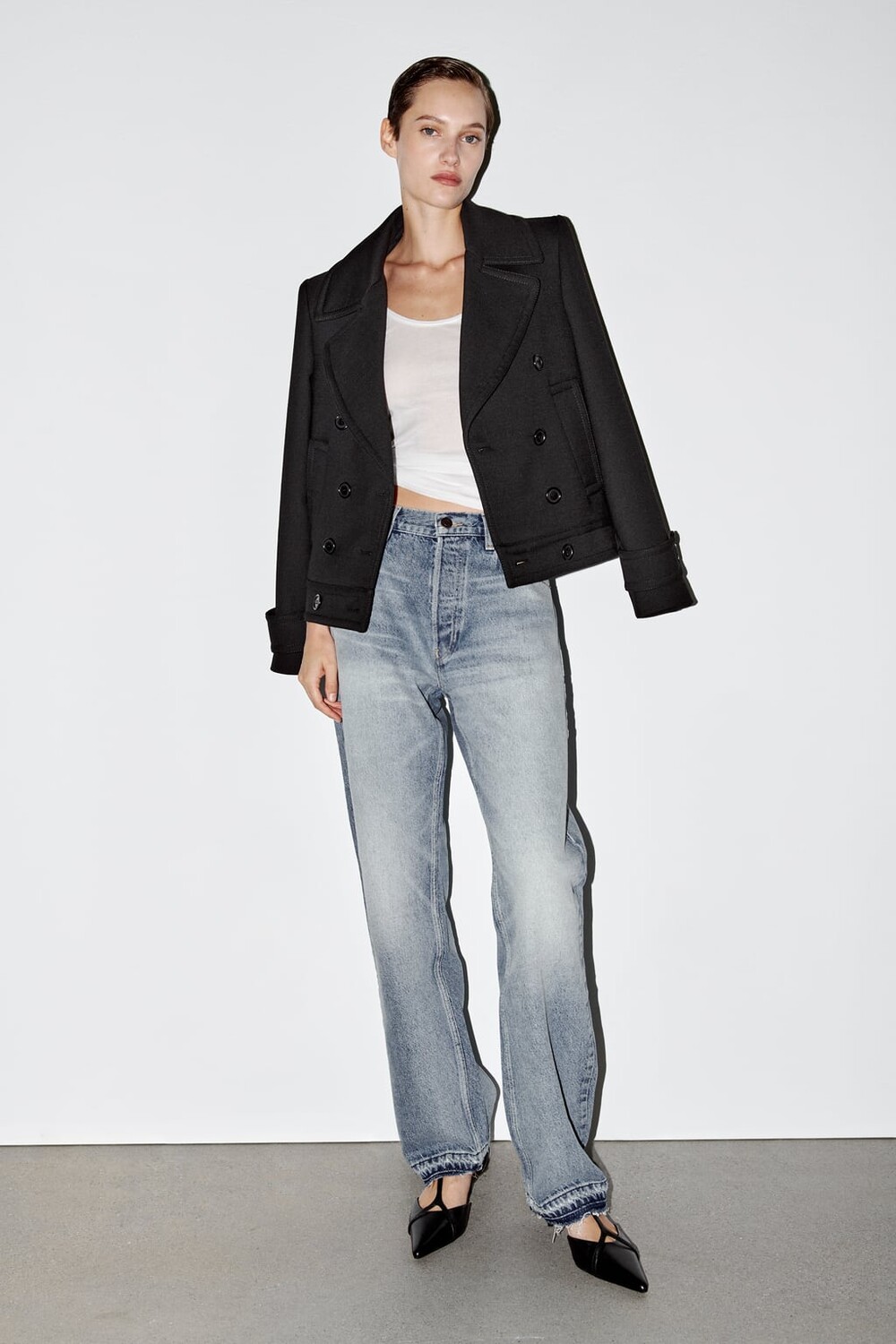 

Прямые джинсы со средней посадкой ZARA, синий