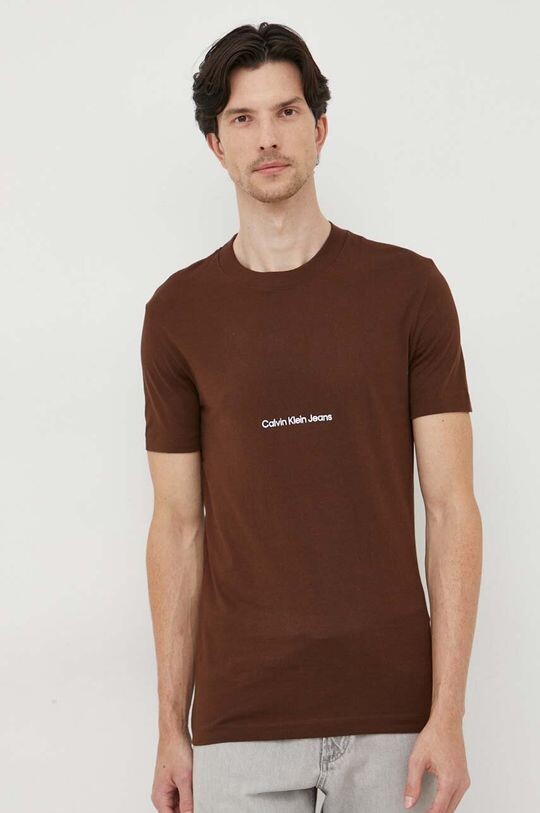 

Хлопковая футболка Calvin Klein Jeans, коричневый