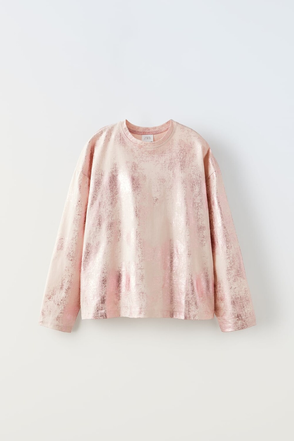 

Футболка из фольги ZARA, пастельно-розовый