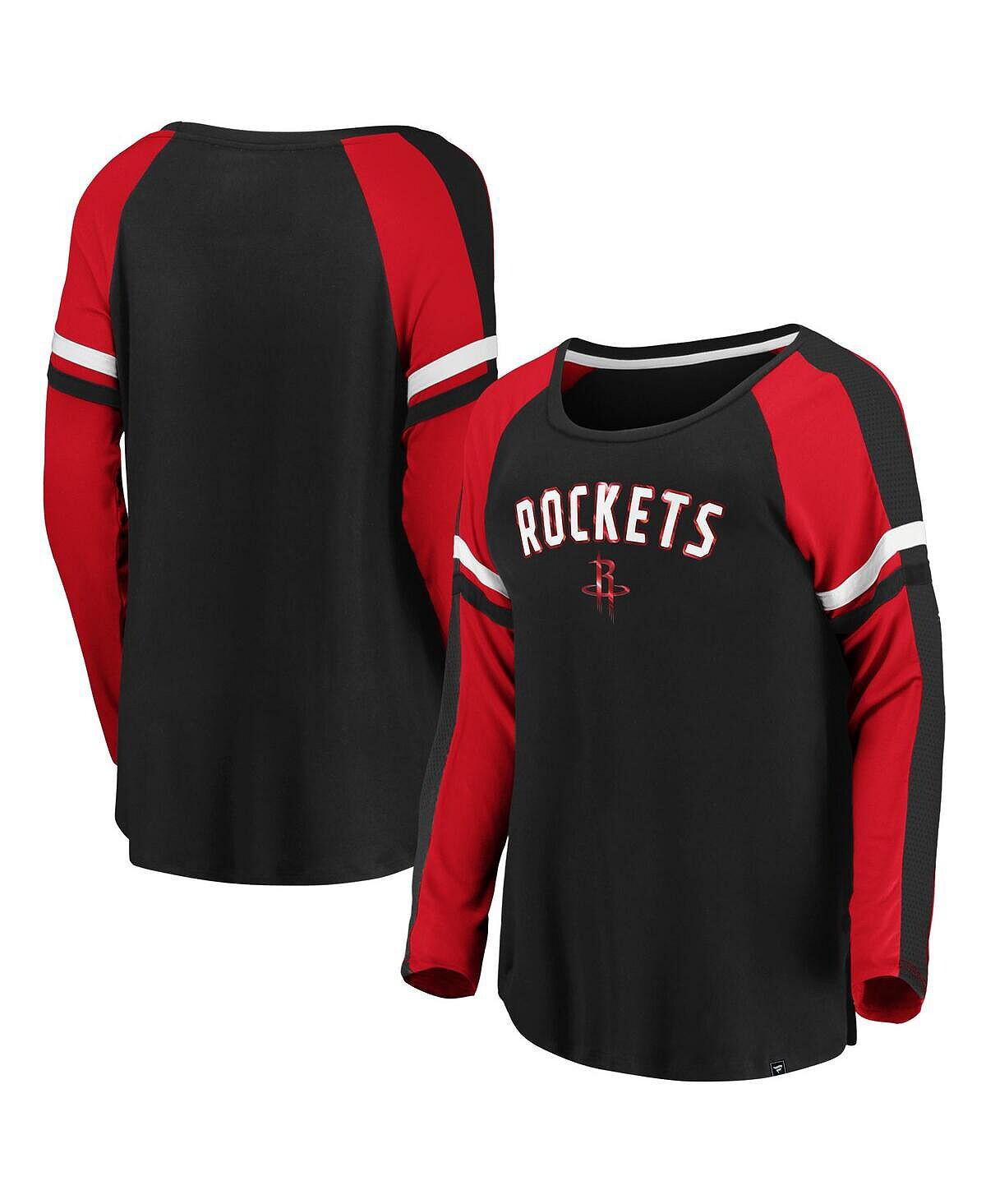 

Женская черно-красная футболка с длинными рукавами с логотипом Houston Rockets Iconic Fanatics