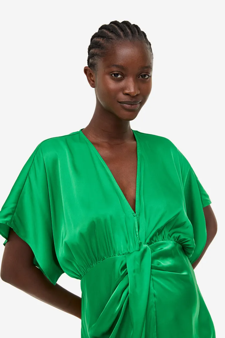 Драпированное платье H&M, зеленый