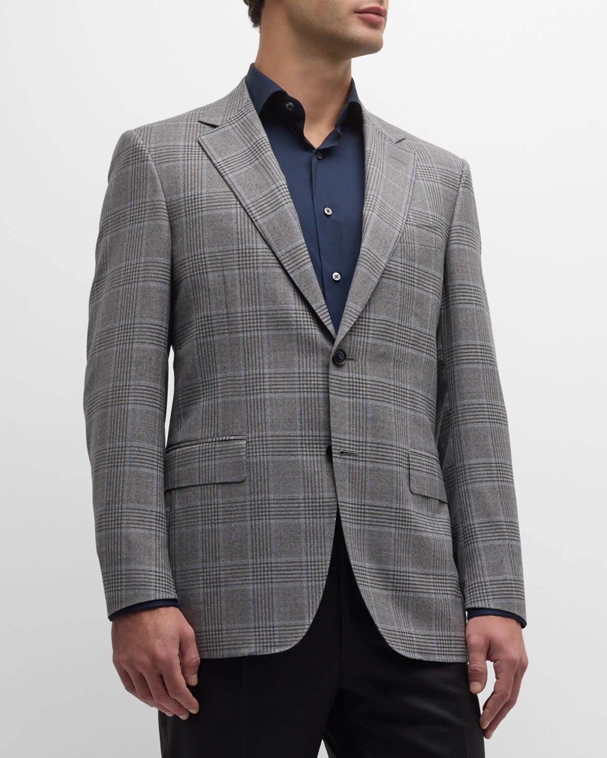 

Мужское шерстяное спортивное пальто в клетку Canali, цвет Grey
