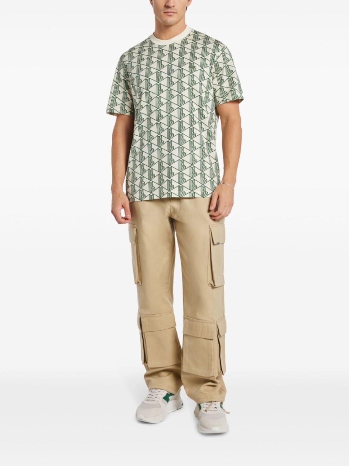 

Lacoste футболка с монограммой, нейтральный цвет