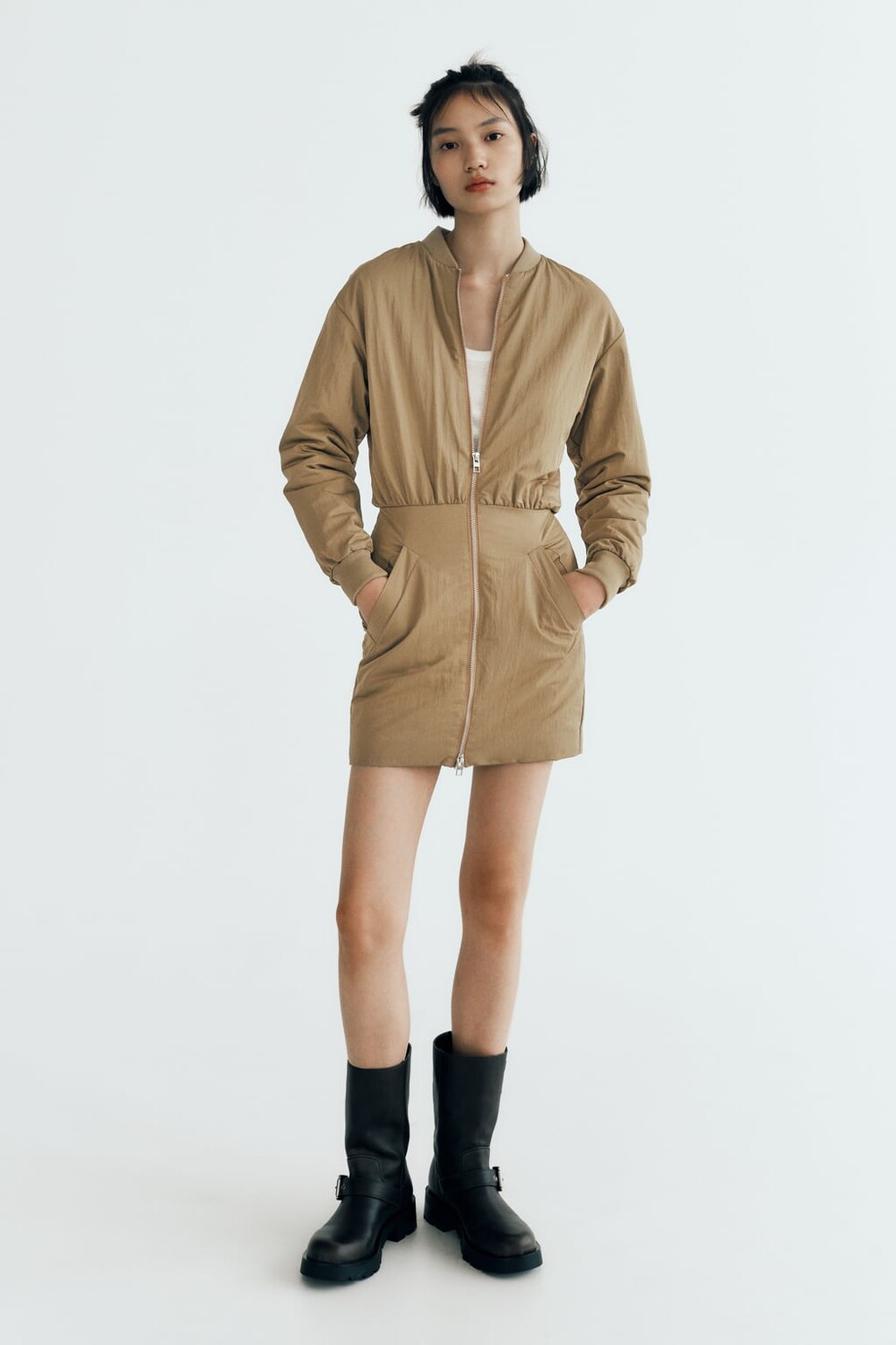 

Короткое платье-бомбер ZARA, зеленый