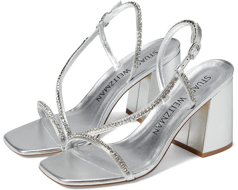 

Туфли Stuart Weitzman Soiree Crystal 85 Block Sandal, цвет Silver/Clear