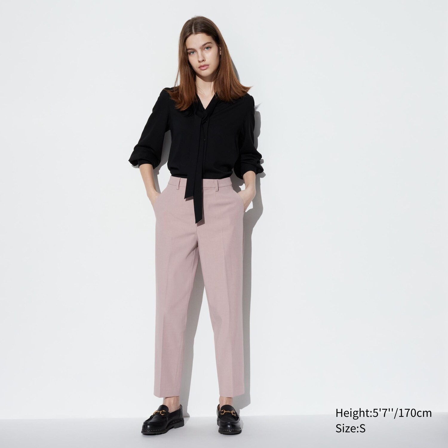 

Брюки UNIQLO smart с петлями для ремня, розовый