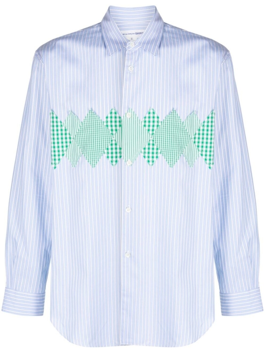 

Рубашка в тонкую полоску с аппликацией Comme Des Garçons Shirt, синий
