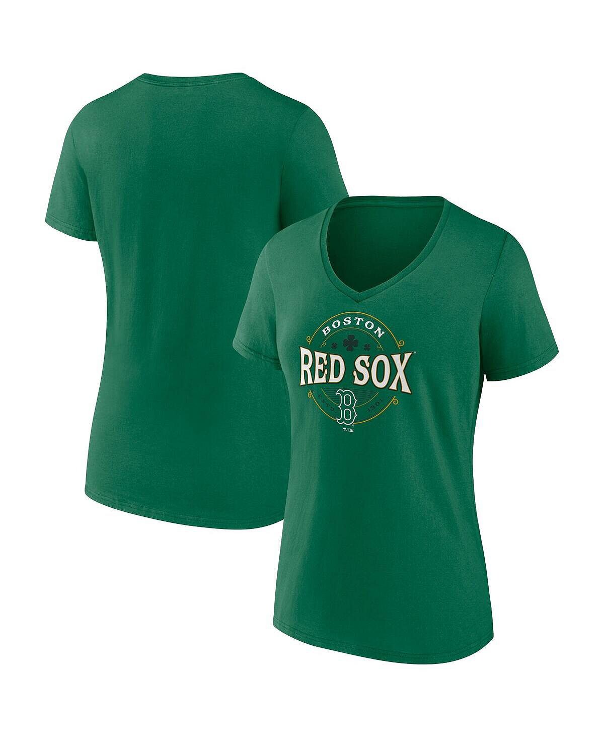 

Женская футболка Kelly Green Boston Red Sox Celtic с v-образным вырезом Fanatics