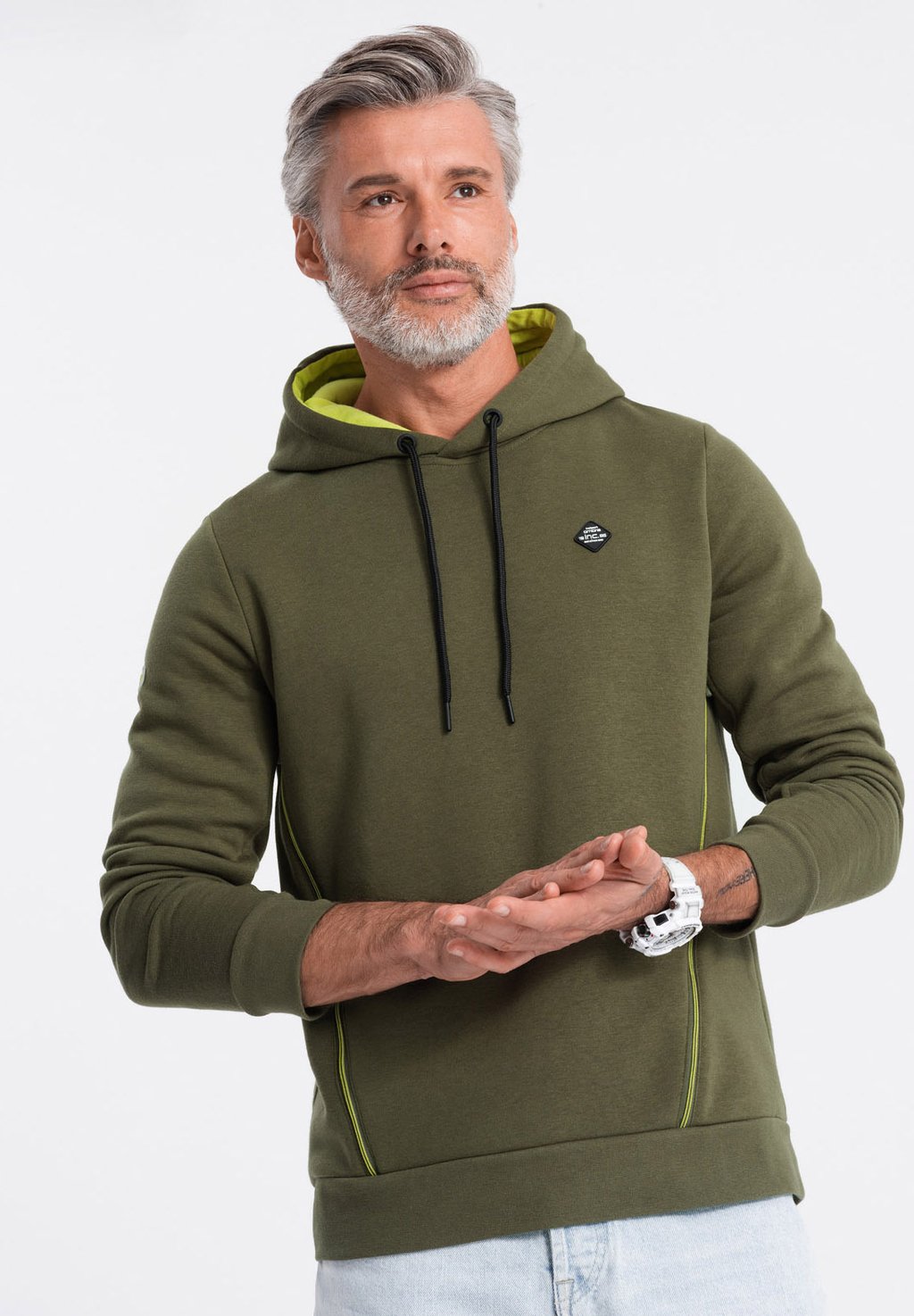 Толстовка HOODED WITH ZIPPED POCKET Ombre, цвет olive