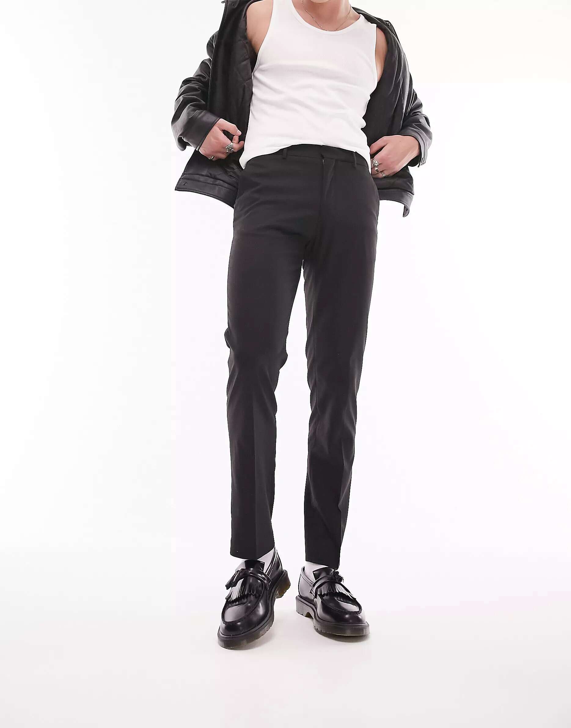 Черные элегантные узкие брюки Topman